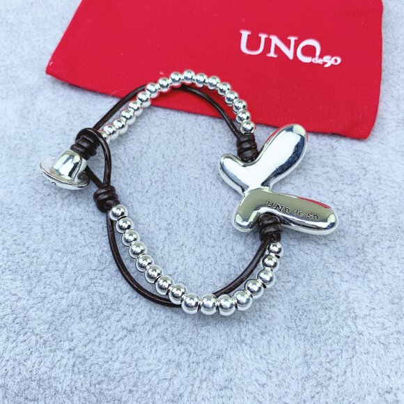 Uno de 50 Sterling silver-plated double leather bracelet - Picture 2 of 4